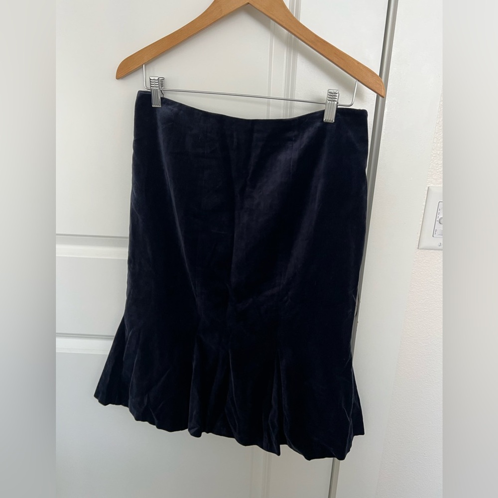 Boden Navy Trumpet Velvet Skirt